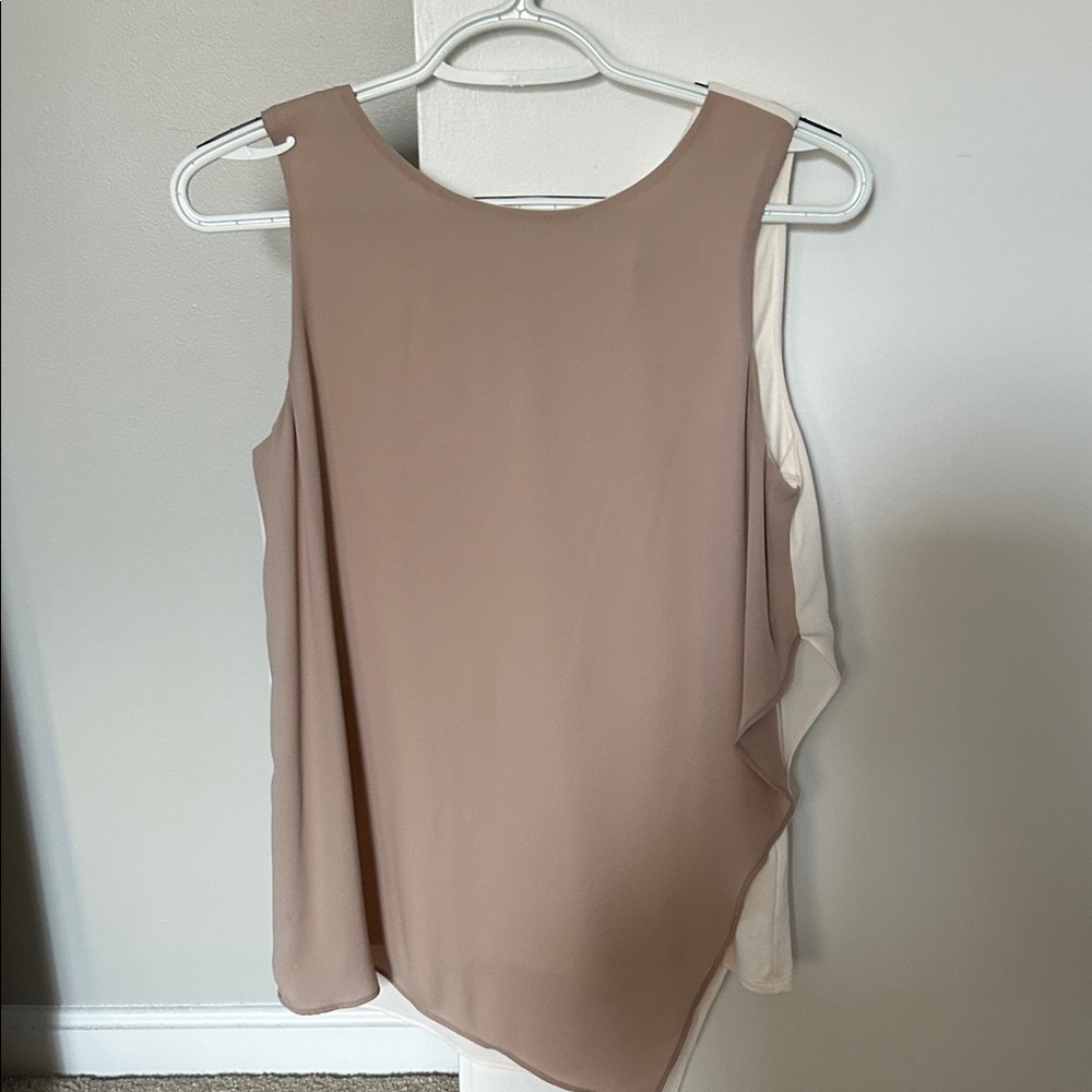 White House Black Market Beige Sleeveless Blouse
